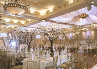 a photo of a full decorated ballroom before guests arrive